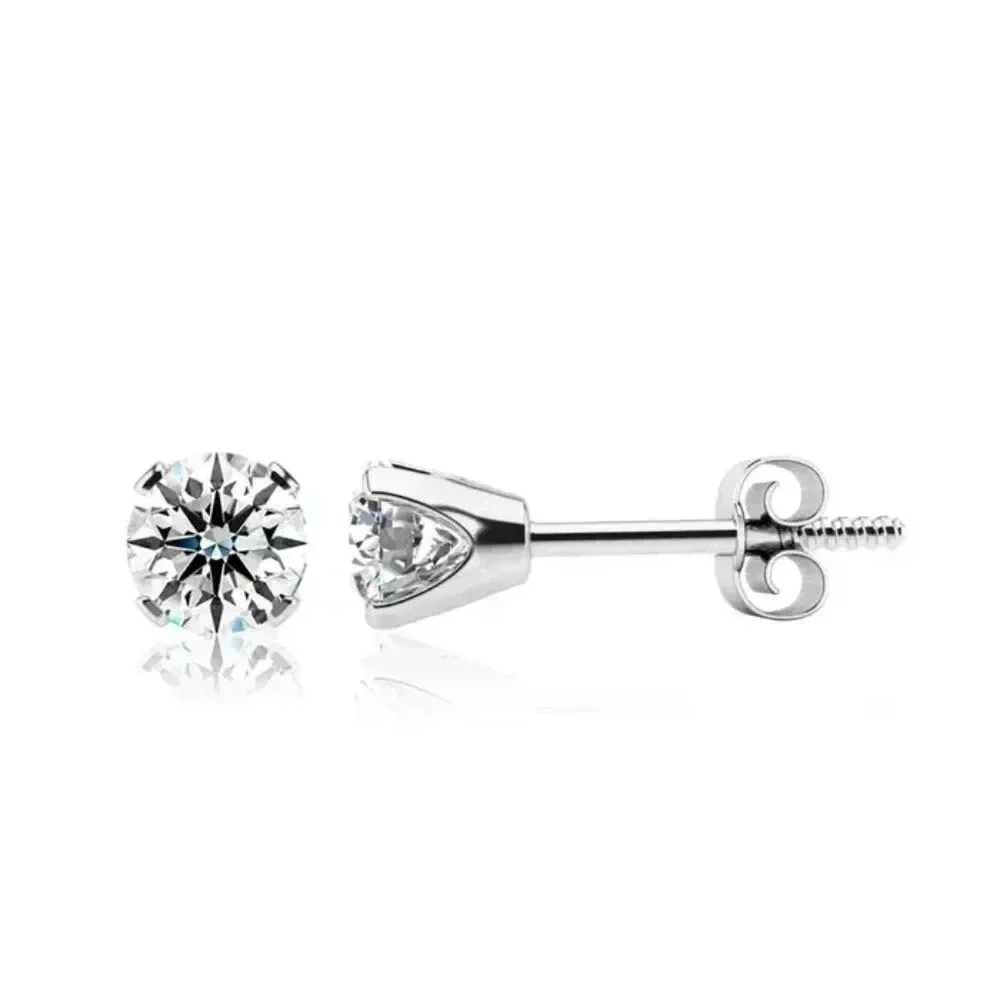 1/4 Carat Real Diamond Stud Earring 14K White Gold filled - Picture 1 of 5